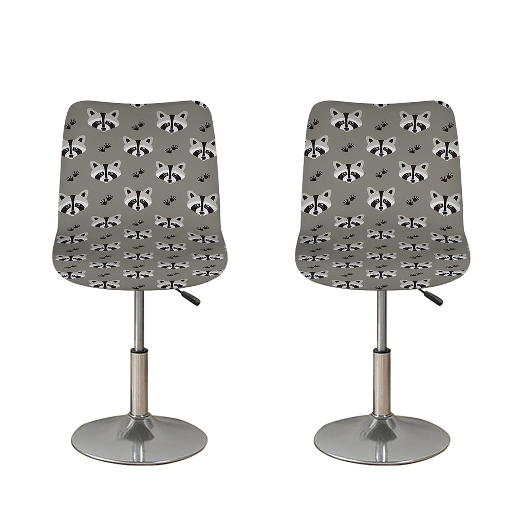 Grey Raccoon Pattern Print Bar Stool Covers