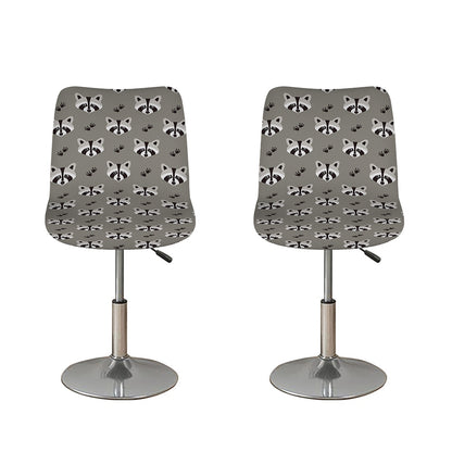 Grey Raccoon Pattern Print Bar Stool Covers