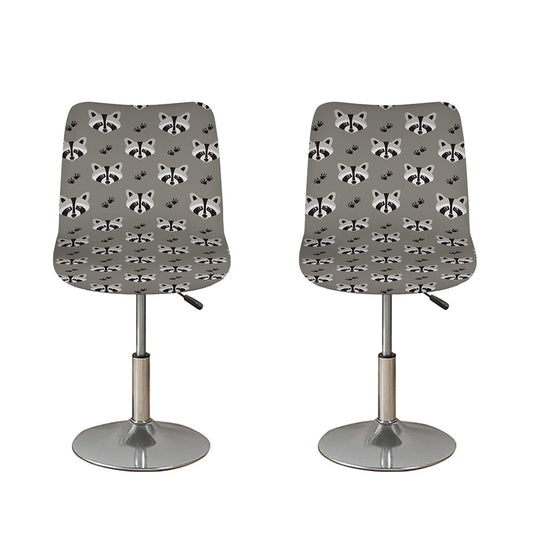 Grey Raccoon Pattern Print Bar Stool Covers