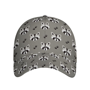 Grey Raccoon Pattern Print Baseball Cap