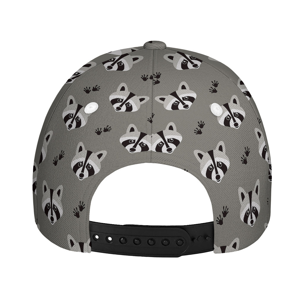 Grey Raccoon Pattern Print Baseball Cap