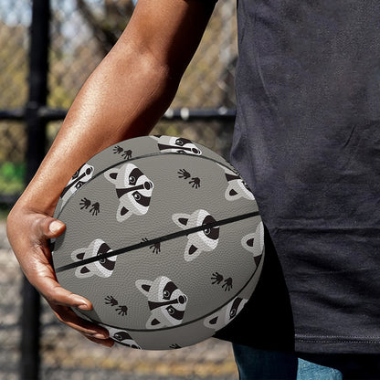 Grey Raccoon Pattern Print Basketball
