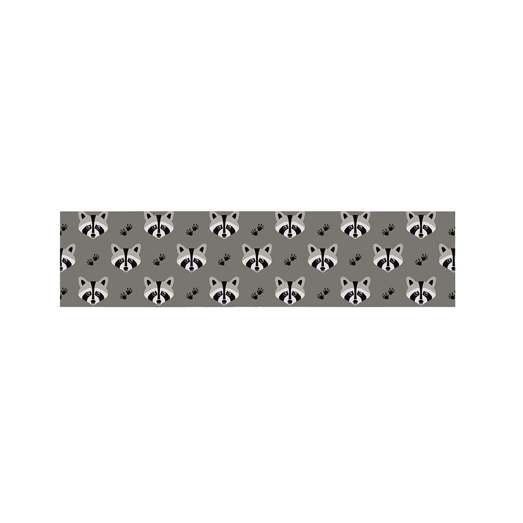 Grey Raccoon Pattern Print Bed Runner