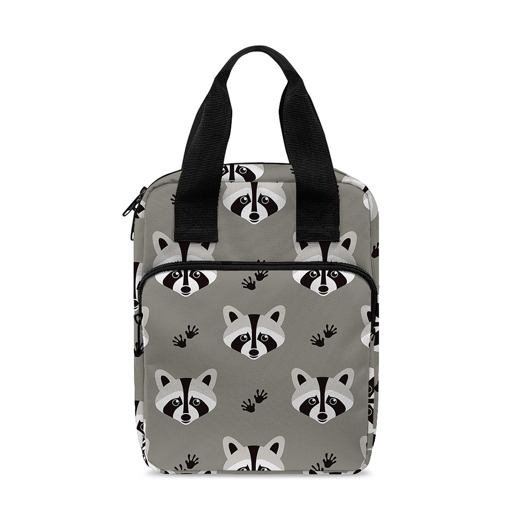 Grey Raccoon Pattern Print Bible Tote Bag
