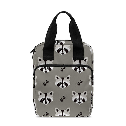 Grey Raccoon Pattern Print Bible Tote Bag