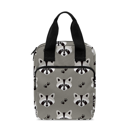 Grey Raccoon Pattern Print Bible Tote Bag