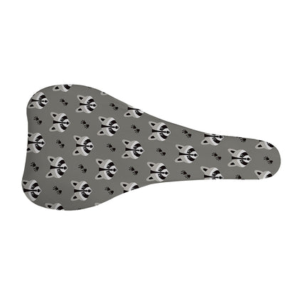 Grey Raccoon Pattern Print Bicycle Seat Cover