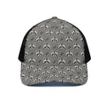 Grey Raccoon Pattern Print Black Mesh Trucker Hat