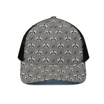 Grey Raccoon Pattern Print Black Mesh Trucker Cap