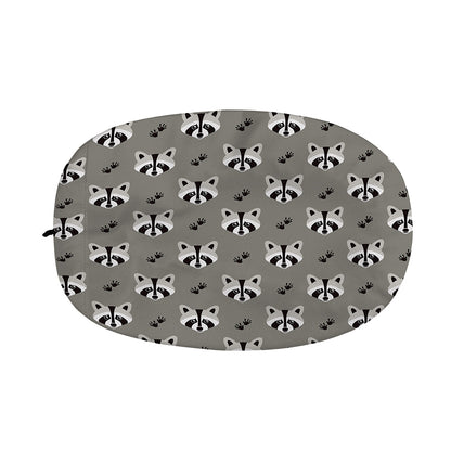 Grey Raccoon Pattern Print Car Side Mirror Covers