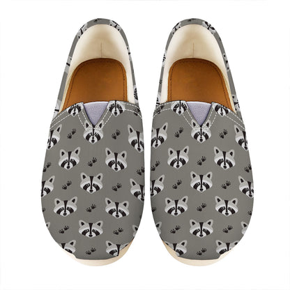 Grey Raccoon Pattern Print Casual Shoes