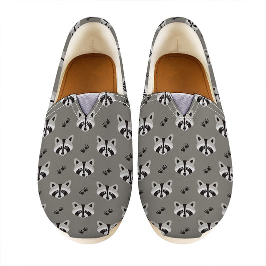 Grey Raccoon Pattern Print Casual Shoes