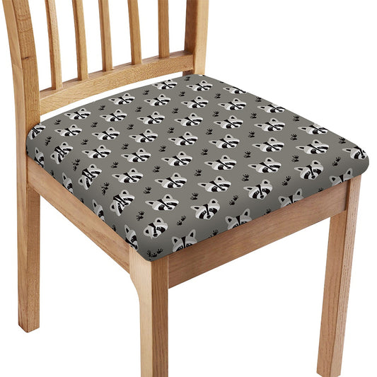 Grey Raccoon Pattern Print Chair Cushion Cover