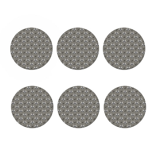 Grey Raccoon Pattern Print Coaster Set