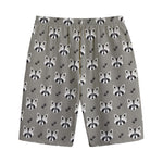 Grey Raccoon Pattern Print Cotton Shorts