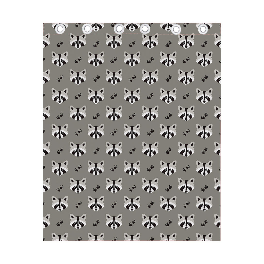 Grey Raccoon Pattern Print Curtain