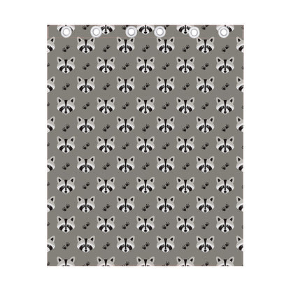 Grey Raccoon Pattern Print Curtain