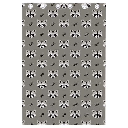Grey Raccoon Pattern Print Curtain