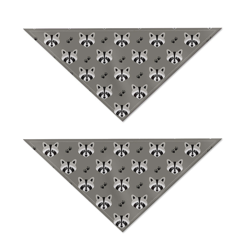 Grey Raccoon Pattern Print Dog Bandana