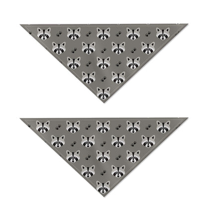 Grey Raccoon Pattern Print Dog Bandana