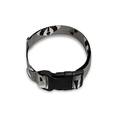 Grey Raccoon Pattern Print Dog Collar