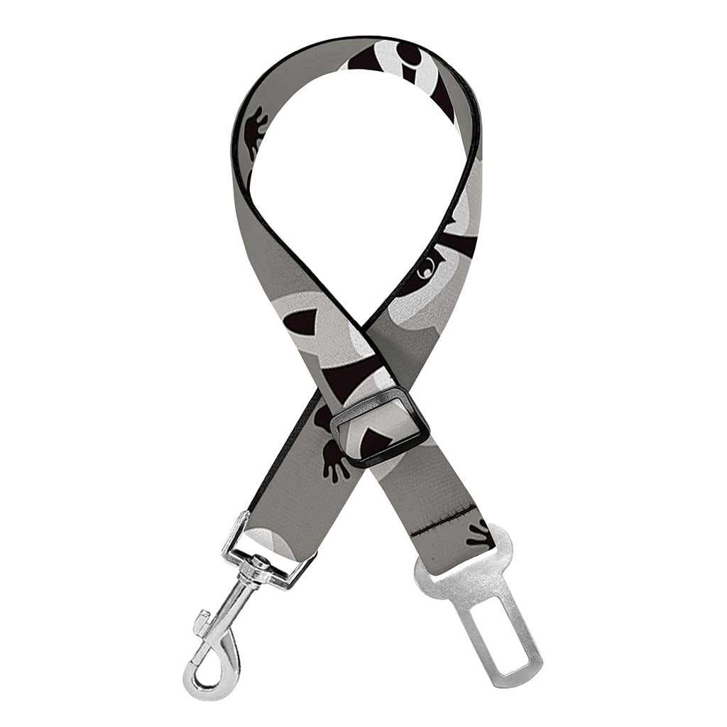 Grey Raccoon Pattern Print Dog Seat Belt