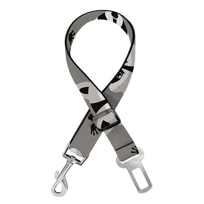 Grey Raccoon Pattern Print Dog Seat Belt