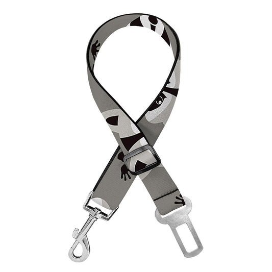 Grey Raccoon Pattern Print Dog Seat Belt