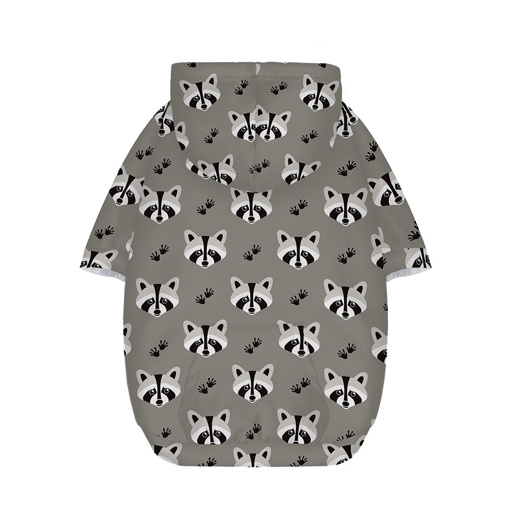 Grey Raccoon Pattern Print Dog Zip Up Hoodie