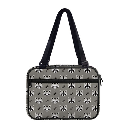 Grey Raccoon Pattern Print Double Strap Bible Bag