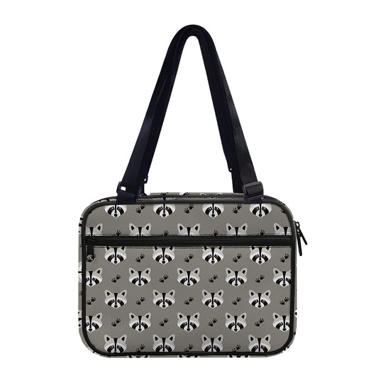 Grey Raccoon Pattern Print Double Strap Bible Bag
