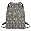 Grey Raccoon Pattern Print Drawstring Backpack