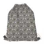 Grey Raccoon Pattern Print Drawstring Bag
