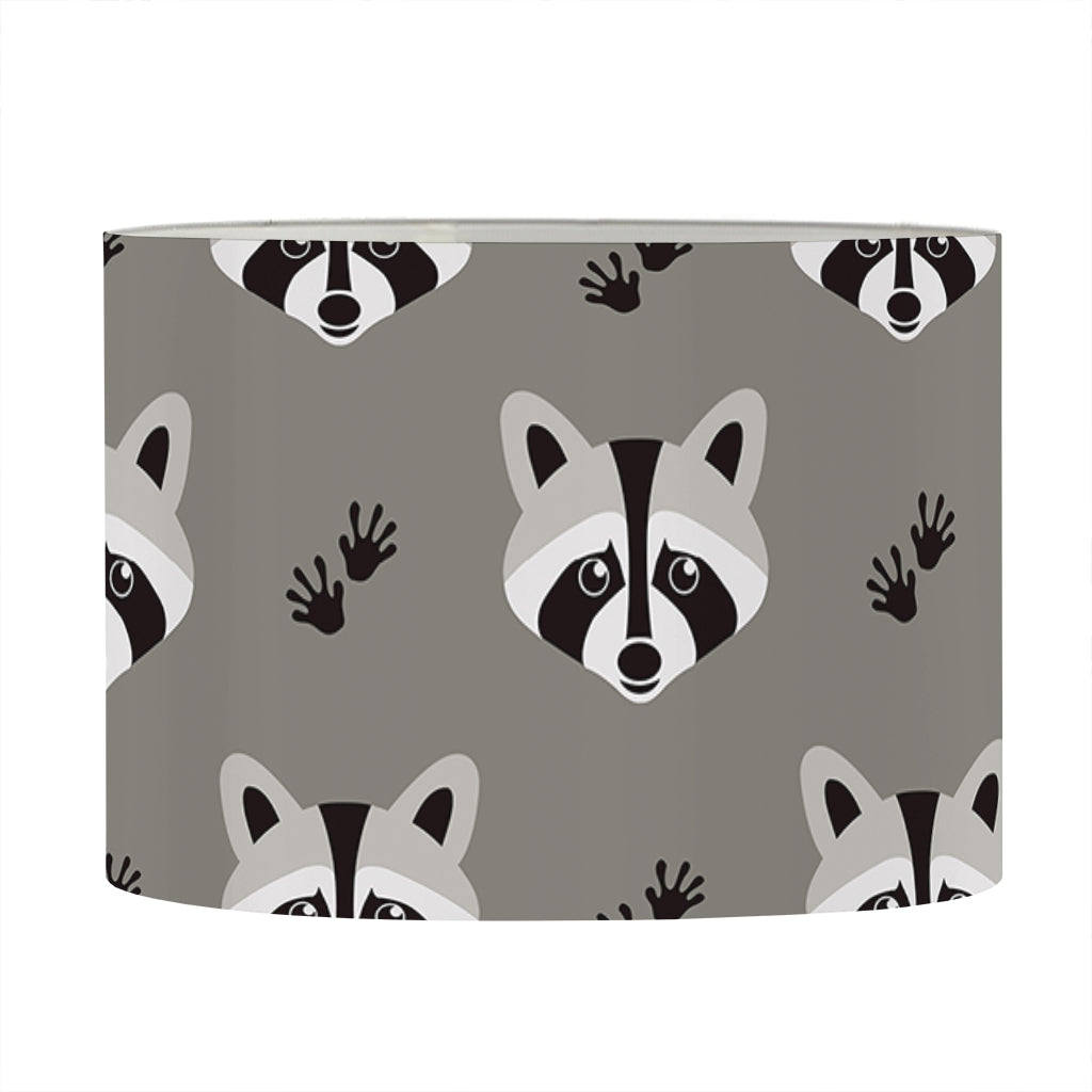 Grey Raccoon Pattern Print Drum Lamp Shade