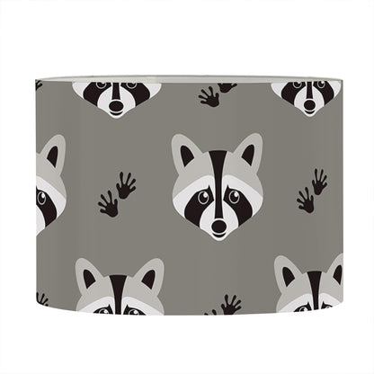 Grey Raccoon Pattern Print Drum Lamp Shade