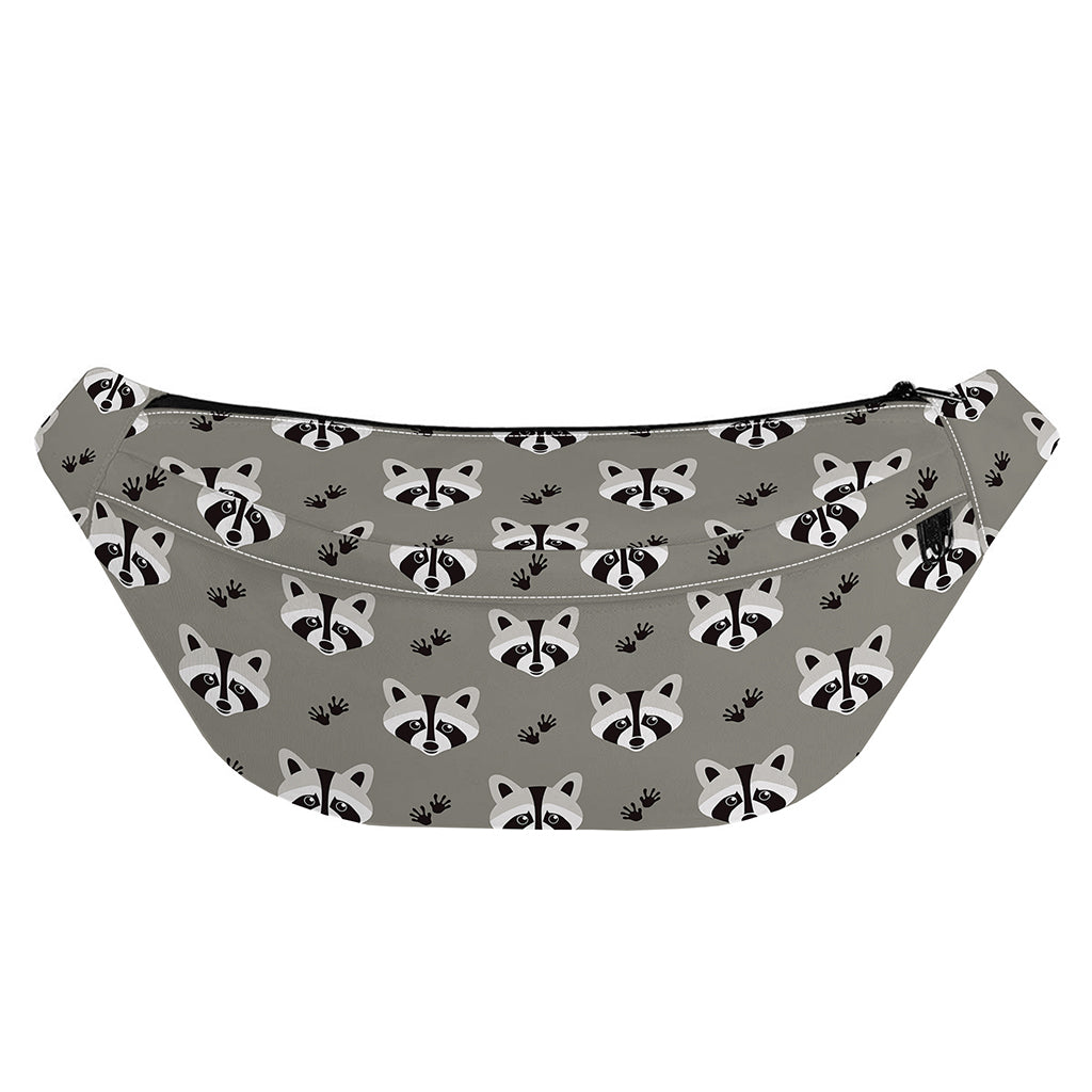 Grey Raccoon Pattern Print Fanny Pack