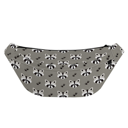 Grey Raccoon Pattern Print Fanny Pack
