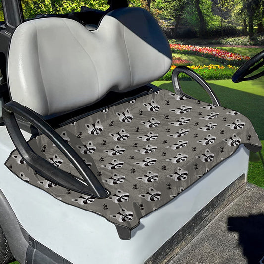 Grey Raccoon Pattern Print Golf Cart Seat Cover