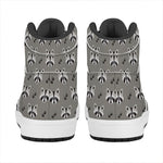 Grey Raccoon Pattern Print High Top Leather Sneakers