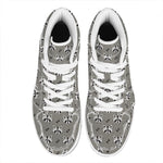 Grey Raccoon Pattern Print High Top Leather Sneakers