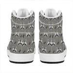 Grey Raccoon Pattern Print High Top Leather Sneakers