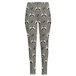 Grey Raccoon Pattern Print High-Waisted Pocket Leggings