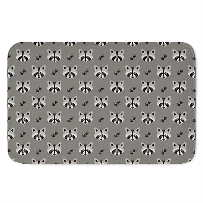 Grey Raccoon Pattern Print Indoor Door Mat
