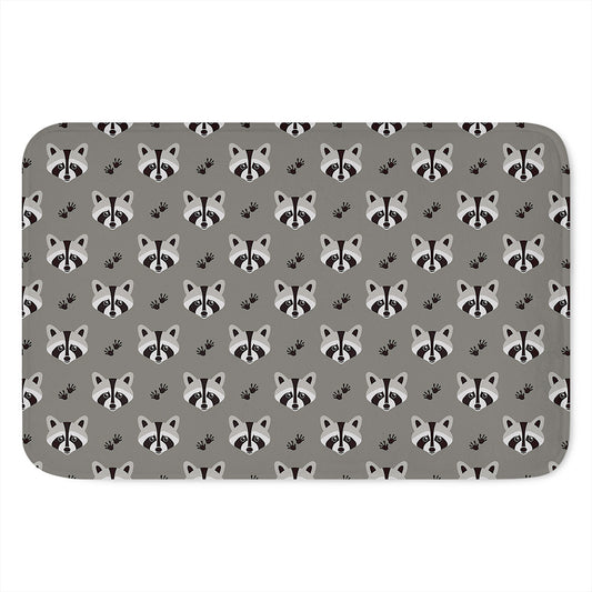 Grey Raccoon Pattern Print Indoor Door Mat