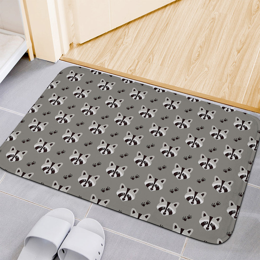 Grey Raccoon Pattern Print Indoor Door Mat