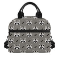 Grey Raccoon Pattern Print Insulated Lunch Bag