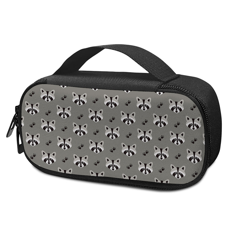 Grey Raccoon Pattern Print Insulin Cooler Travel Case
