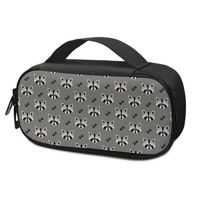Grey Raccoon Pattern Print Insulin Cooler Travel Case