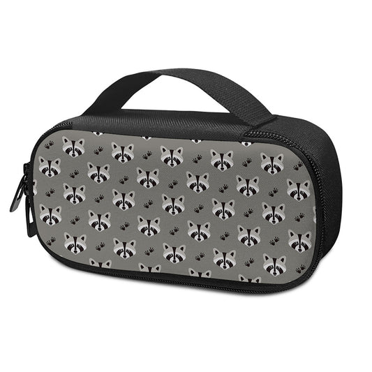 Grey Raccoon Pattern Print Insulin Cooler Travel Case