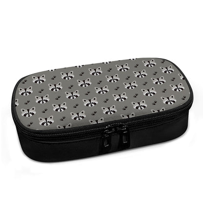 Grey Raccoon Pattern Print Insulin Cooler Travel Case